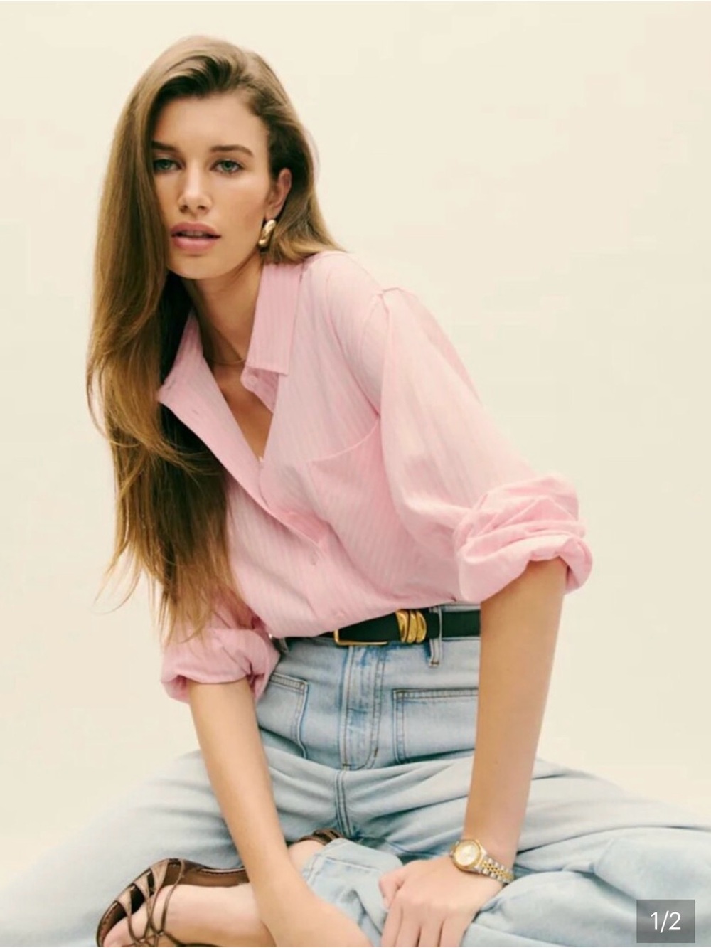 Reformation Pink Button-Down Shirt